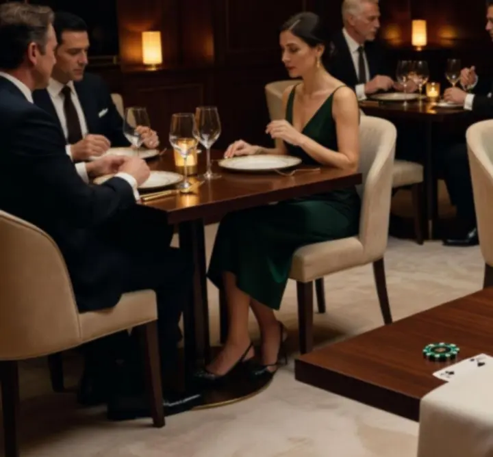 Cinematikus hangulatú vacsorajelenet elegáns megvilágítással