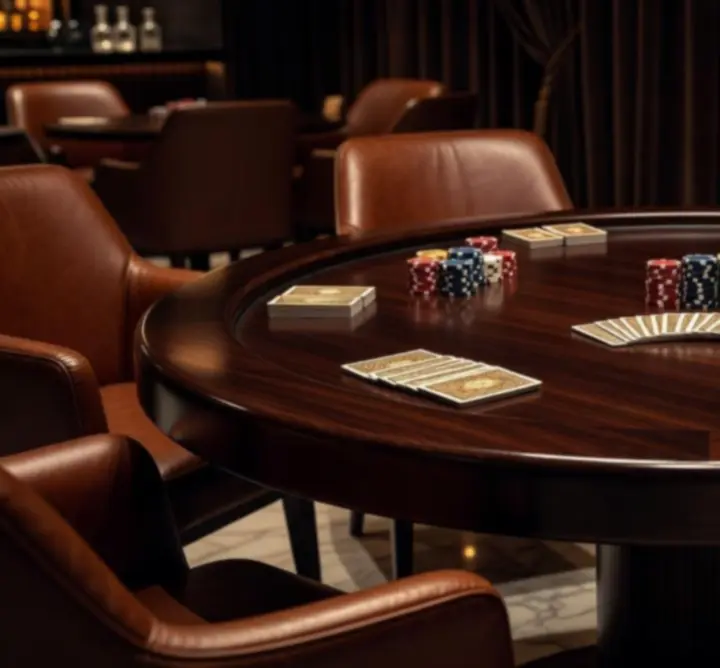 Privát pókerasztal elegáns, félreeső lounge részben szervizre kész italokkal